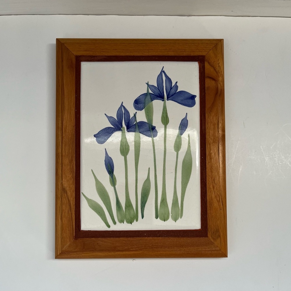 Emerson Creek Pottery Framed Iris Ceramic Tile.